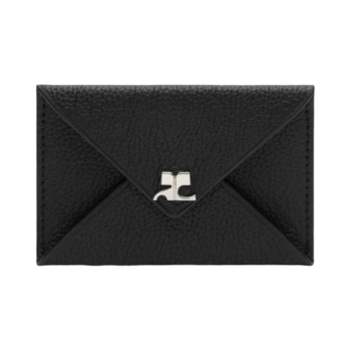 124GPM011CV00169999 Courreges Grained Leather Envelope Cardholder Black