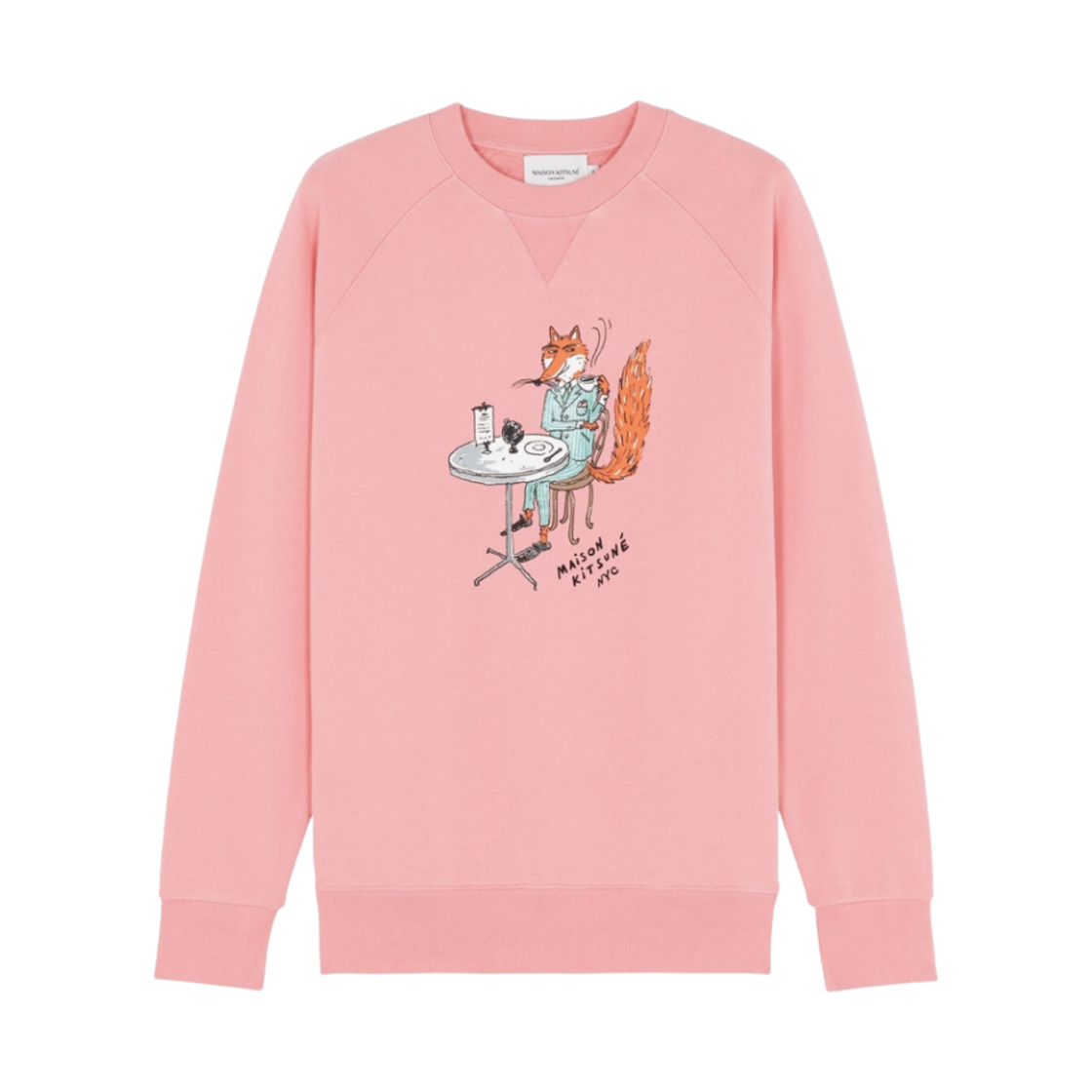 IM00347KM0001-P619 Maison Kitsune Oly Coffee Fox Classic Sweatshirt Bubble Gum Pink