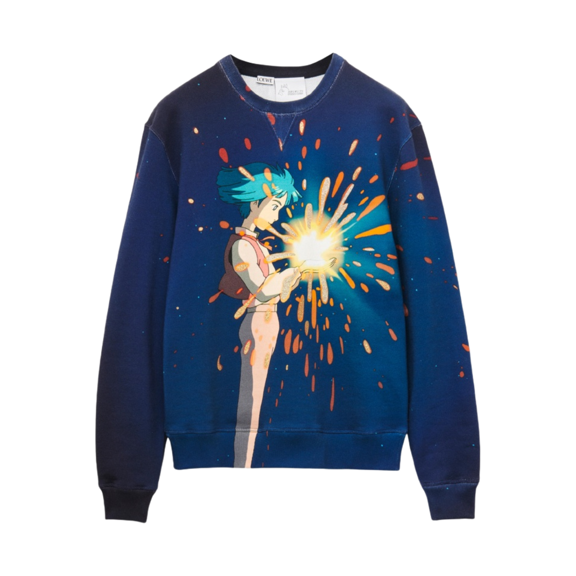 로에베 x 하울의 움직이는 성 매지컬 스카이 코튼 스웨트셔츠 페트롤리움(Loewe x Howl's Moving Castle Magical Sky Sweatshirt in Cotton Petroleum) - 1
