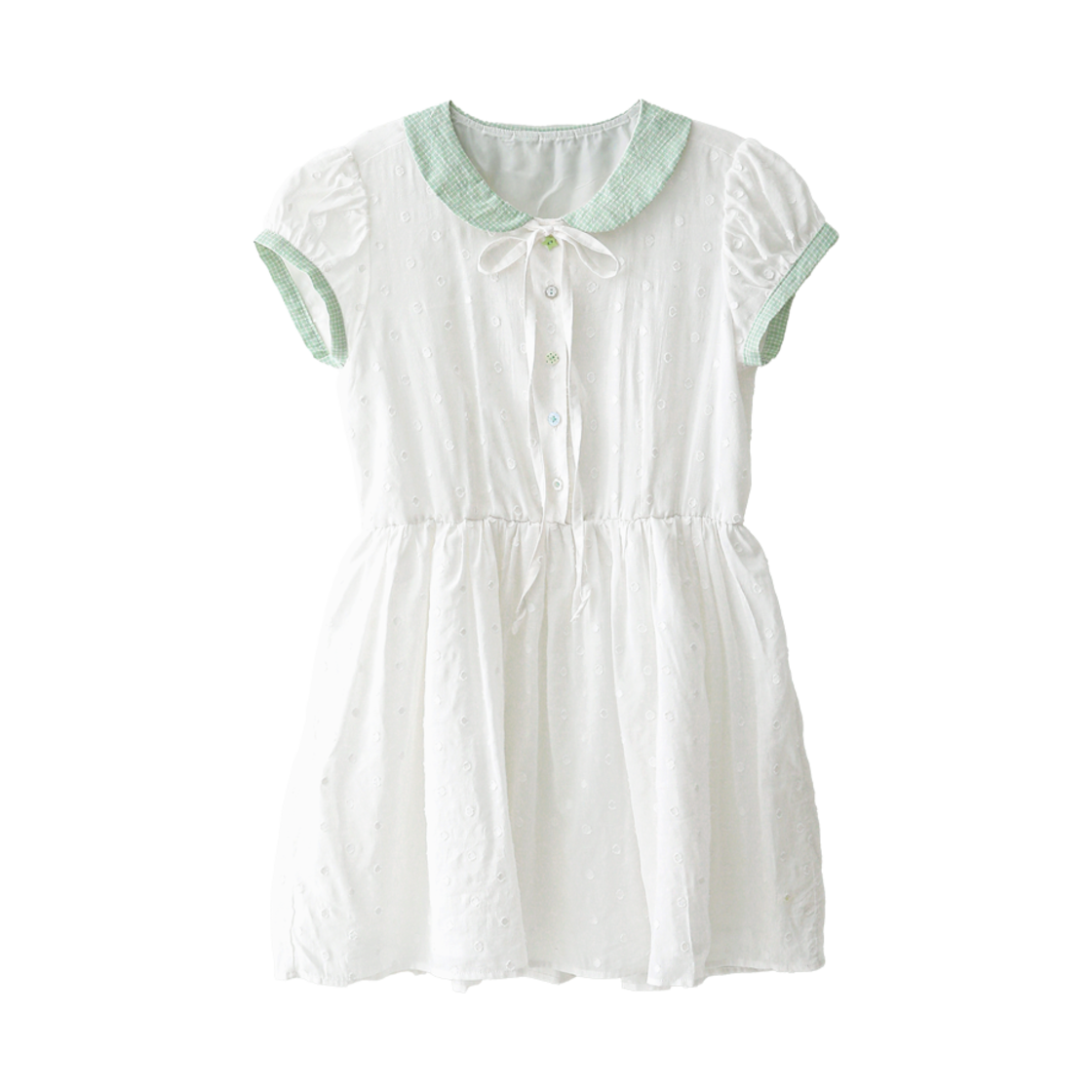 b2559 BadBlue Buttons Collar Dress White