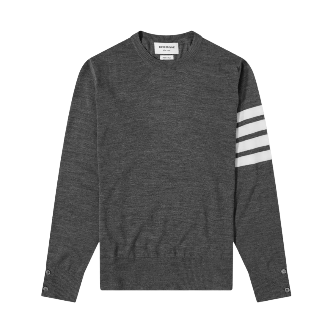 MKA002A-Y1014-038 Thom Browne Fine Merino Wool Stitch 4-Bar Classic Crewneck Pullover Knit Medium Grey - 대표 이미지 #1