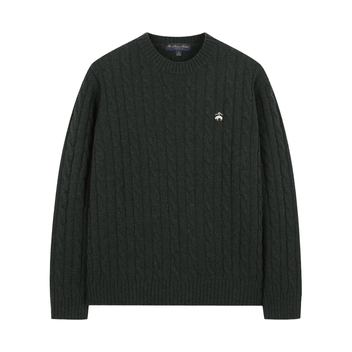 브룩스 브라더스 셰틀랜드 케이블 로고 스웨터 다크 그린(Brooks Brothers Shetland Cable Logo Sweater Dark Green)