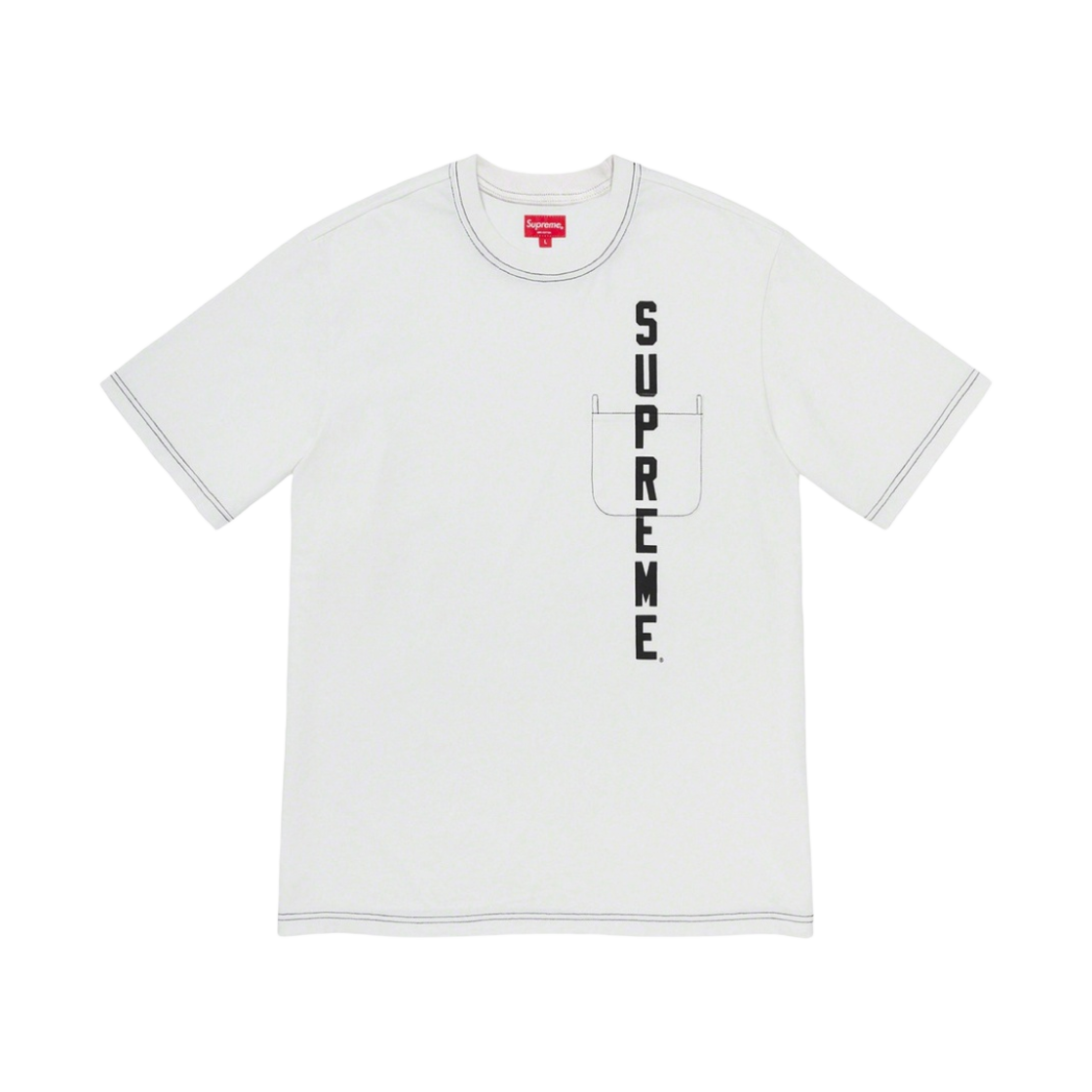 슈프림 콘트라스트 스티치 포켓 티셔츠 화이트 - 20SS
