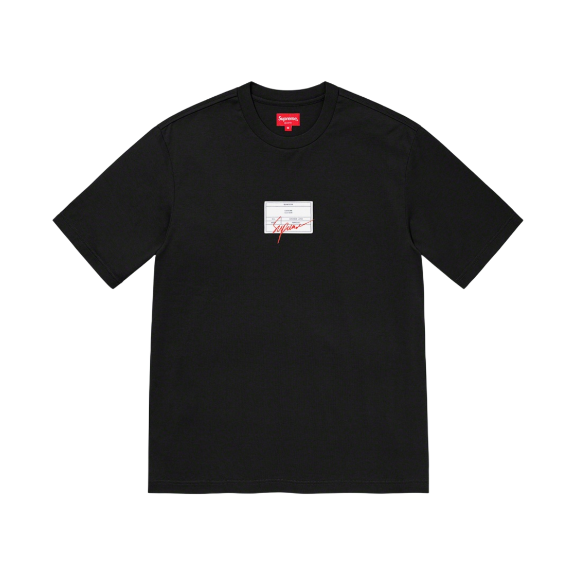 슈프림 시그니쳐 라벨 숏슬리브 탑 블랙 - 21SS