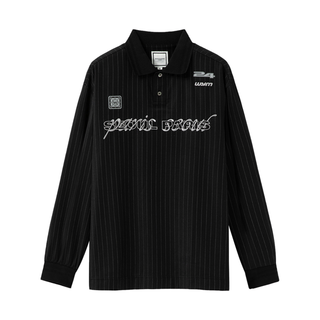 W243TS14751B Wooyoungmi Pink Stripe Rugby T-Shirt Black - 24FW