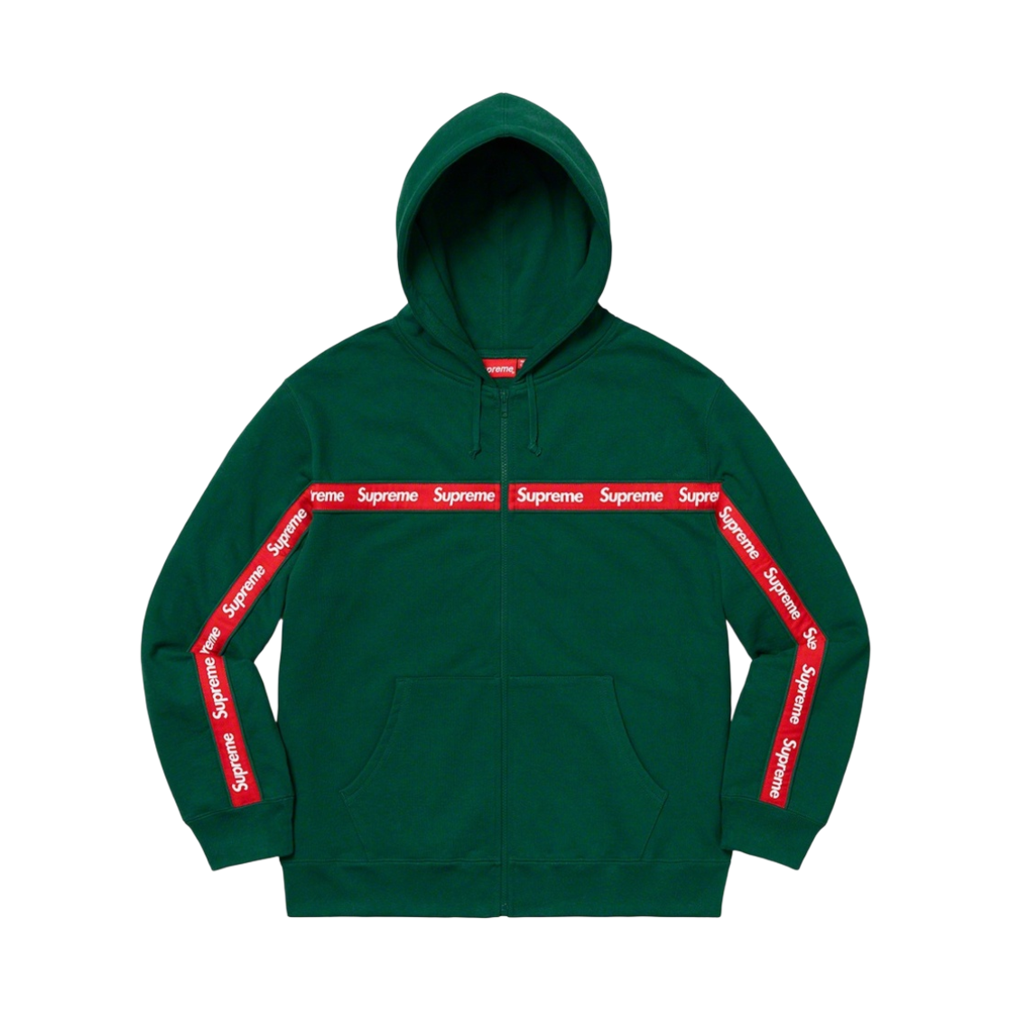 슈프림 텍스트 스트라이프 집업 후드 스웨트셔츠 다크 그린 - 19FW(Supreme Text Stripe Zip Up Hooded Sweatshirt Dark Green - 19FW)