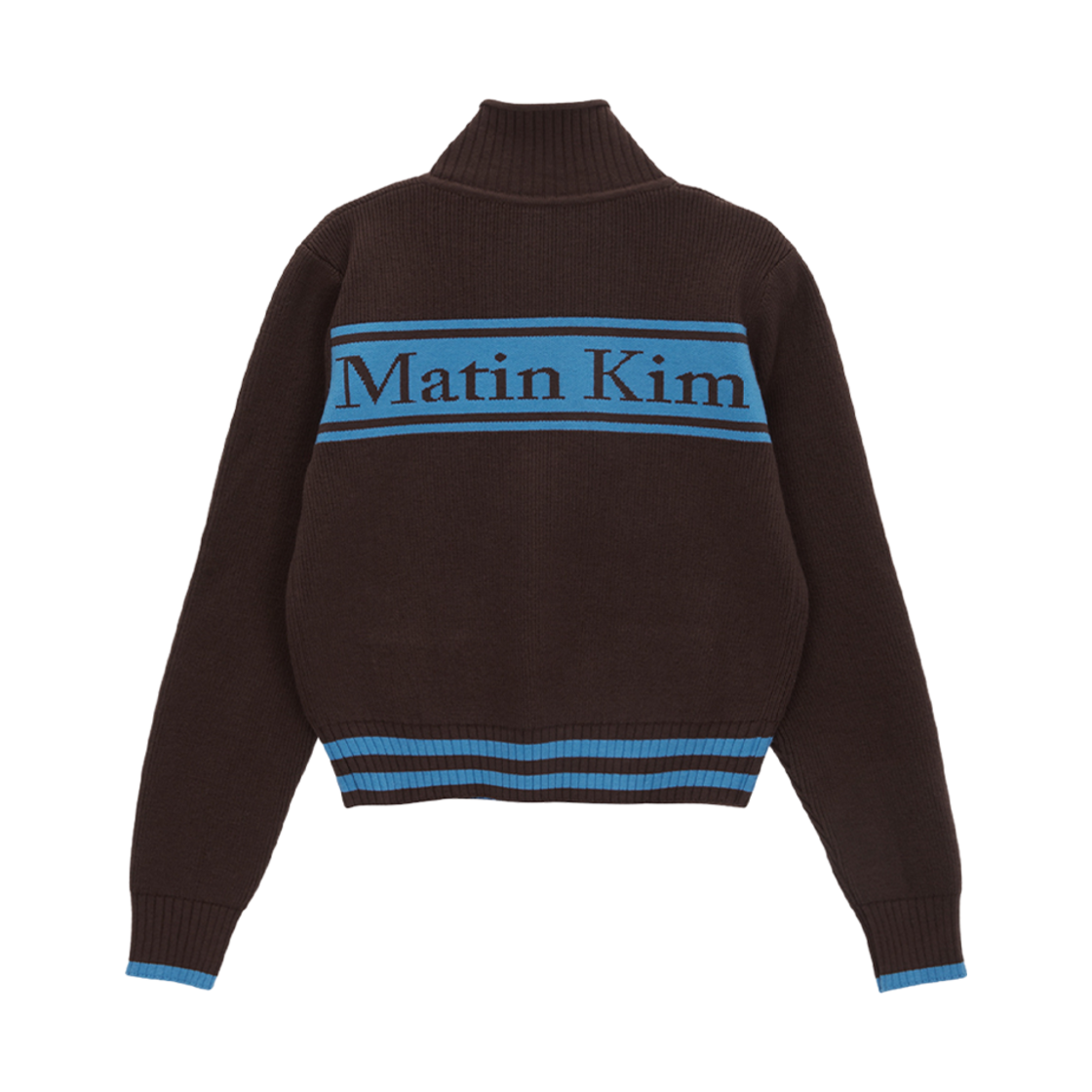 마뗑킴 스펠 포인트 스트라이프 니트 가디건 브라운