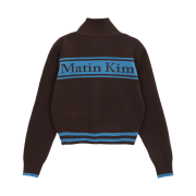 Matin Kim Spell Point Stripe Knit Cardigan Brown