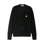 (W) Maison Kitsune Golden Fox Head Patch Adjusted Cardigan Black