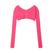 (W) Jacquemus La Maille Pralu Micro Charm Logo Cardigan Pink