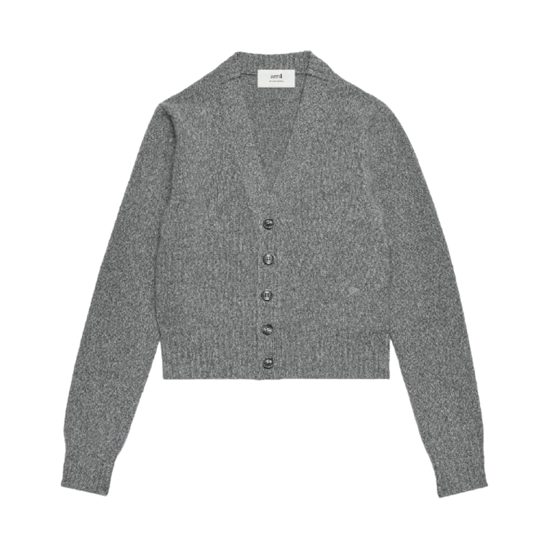 FKC127-005-055 (W) AMI Tonal de Coeur Cardigan Heather Grey