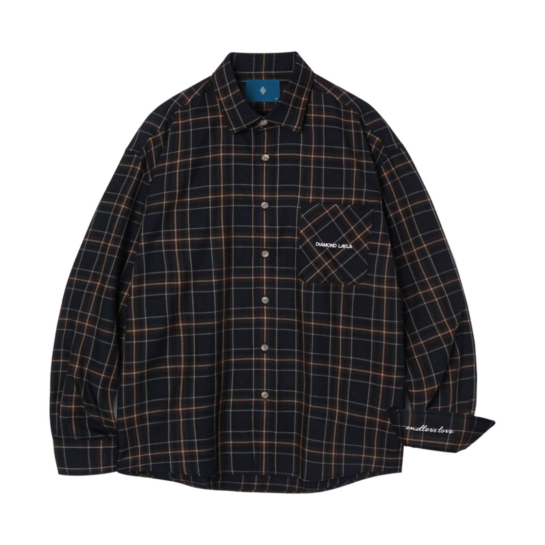 다이아몬드 레이라 플러프 무드 체크 셔츠 S24 네이비(Diamond Layla Fluff Mood Check Shirt S24 Navy)