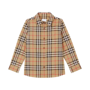 (Kids) Burberry Vintage Check Stretch Cotton Shirt Archive Beige