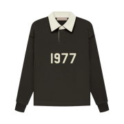 (Kids) Essentials 1977 Henley Rugby Long Sleeve Polo Off Black - 22FW