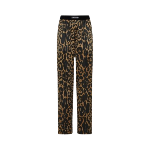 PAW397-FAP225-KB359 (W) Tom Ford Print Wide Pants Leopard