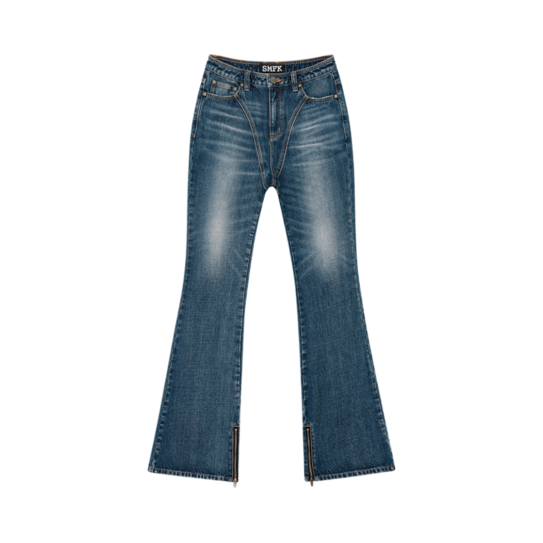 PD007BL2 (W) SMFK Compass Tarpan Classic Flared Jeans Retro Blue