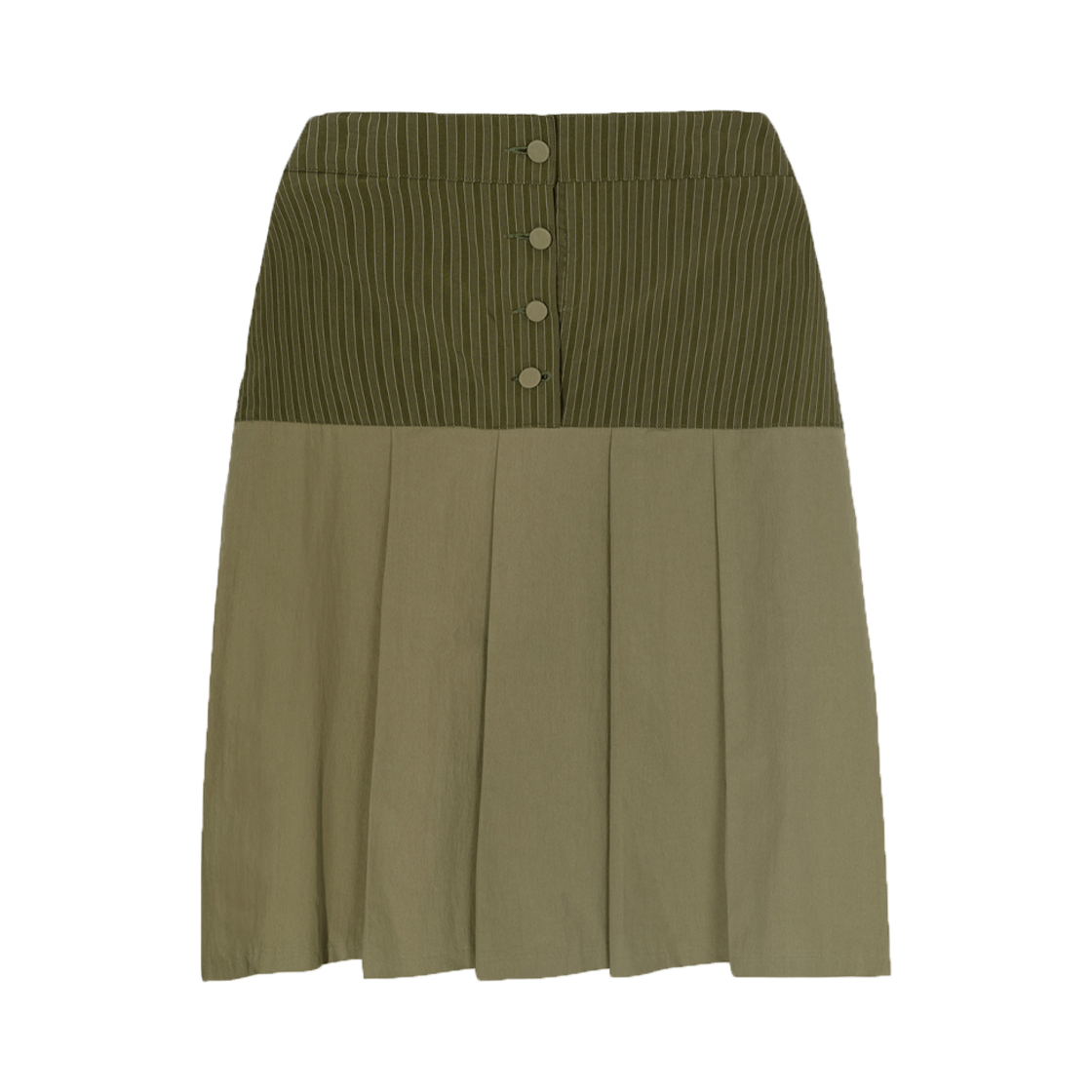 25su57 Pesto Stripe Layered Midi Skirt Moss