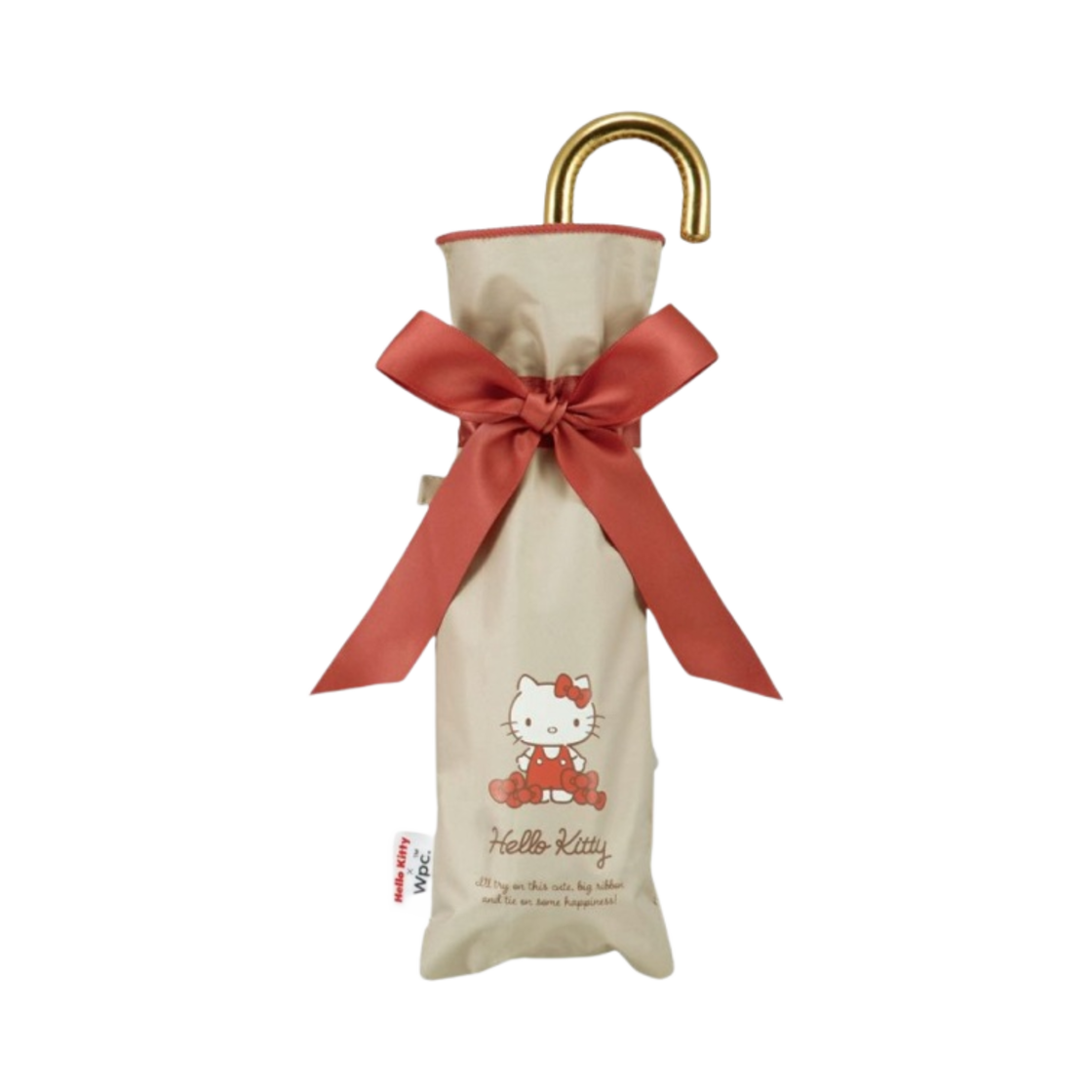 801-SA23-102 WPC x Sanrio Characters Blackout Satin Ribbon Mini Parasol Folding Hello Kitty Beige