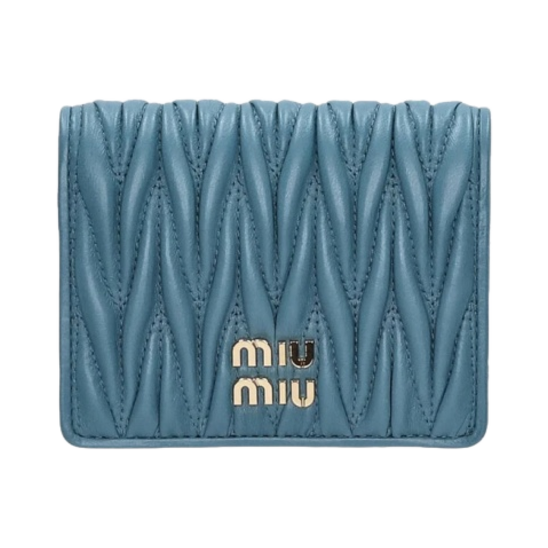 미우 미우 마테라쎄 나파 가죽 반지갑 마리나 블루(Miu Miu Matelasse Nappa Leather Wallet Marina Blue)