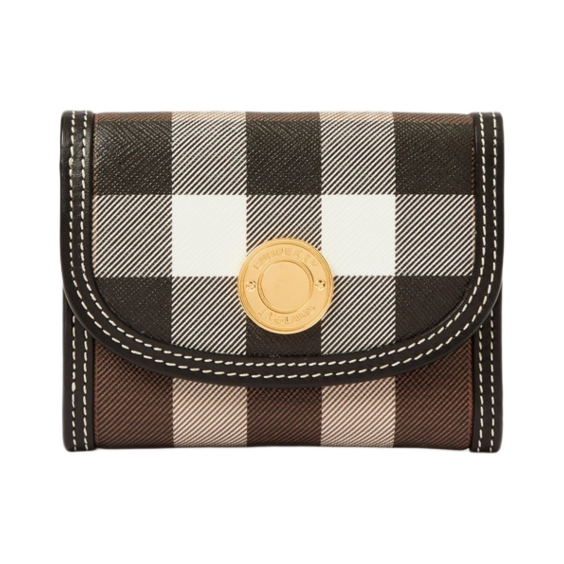 버버리 체크 앤 레더 스몰 폴딩 지갑 다크 버치 브라운(Burberry Check and Leather Small Folding Wallet Dark Birch Brown) - 1