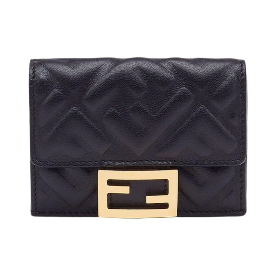 8M0395AAJDF0KUR Fendi Nappa Leather Micro Tri-Fold Wallet Black