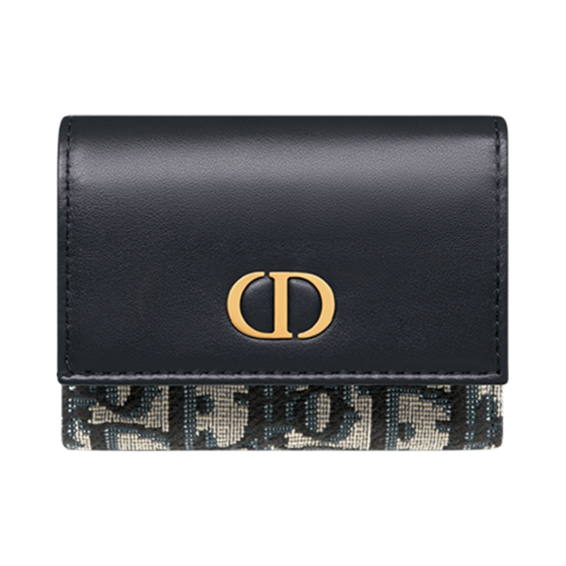 디올 30 몽테인 3 폴드 지갑 디올 오블리크 자카드 스무스 카프스킨 블루(Dior 30 Montaigne 3 Fold Wallet Dior Oblique Jacquard Smooth Calfskin Blue) - 1