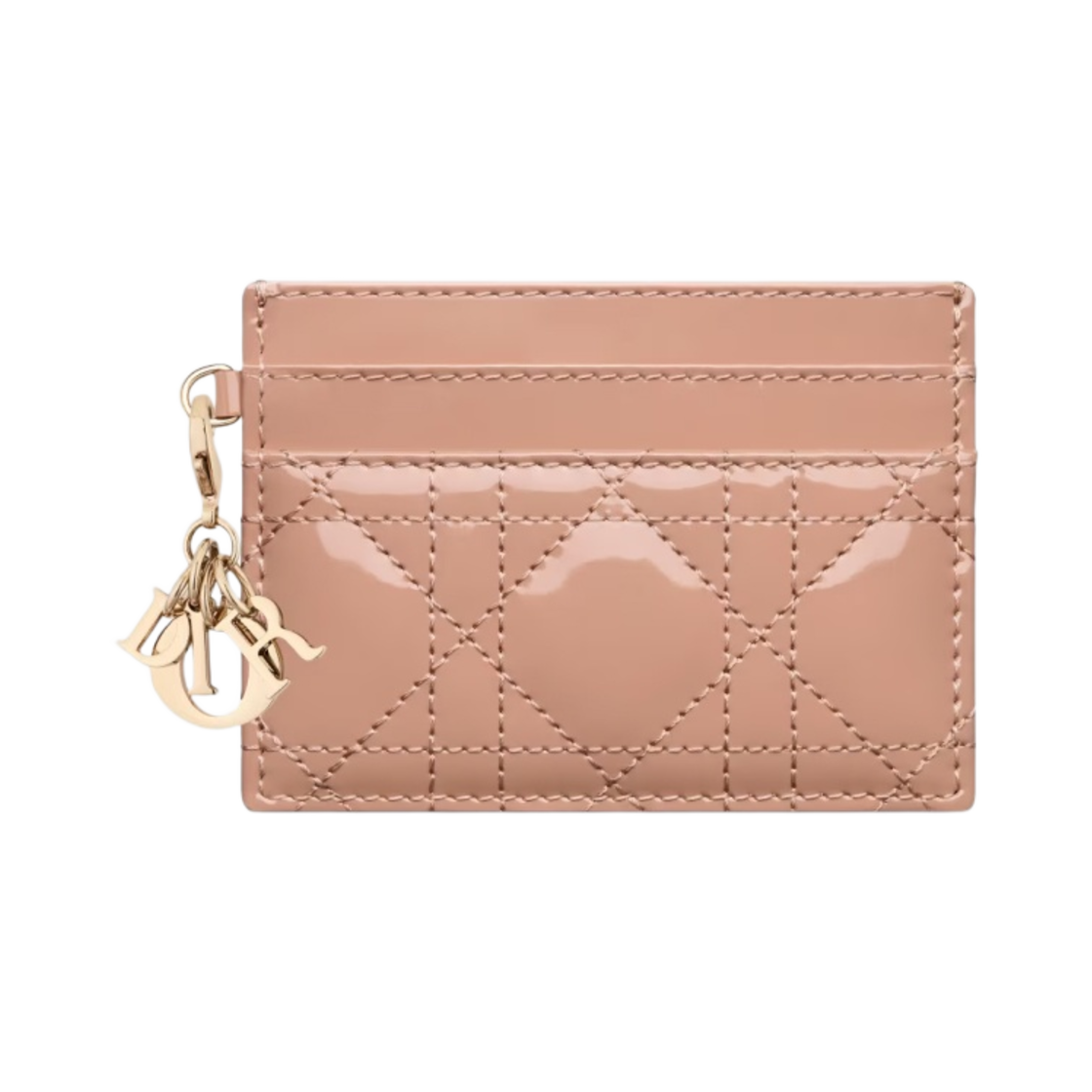 디올 레이디 5 슬롯 카드 홀더 페이턴트 까나쥬 카프스킨 로즈 드 방(Dior Lady Five Slot Card Holder Patent Cannage Calfskin Rose Des Vents) - 1