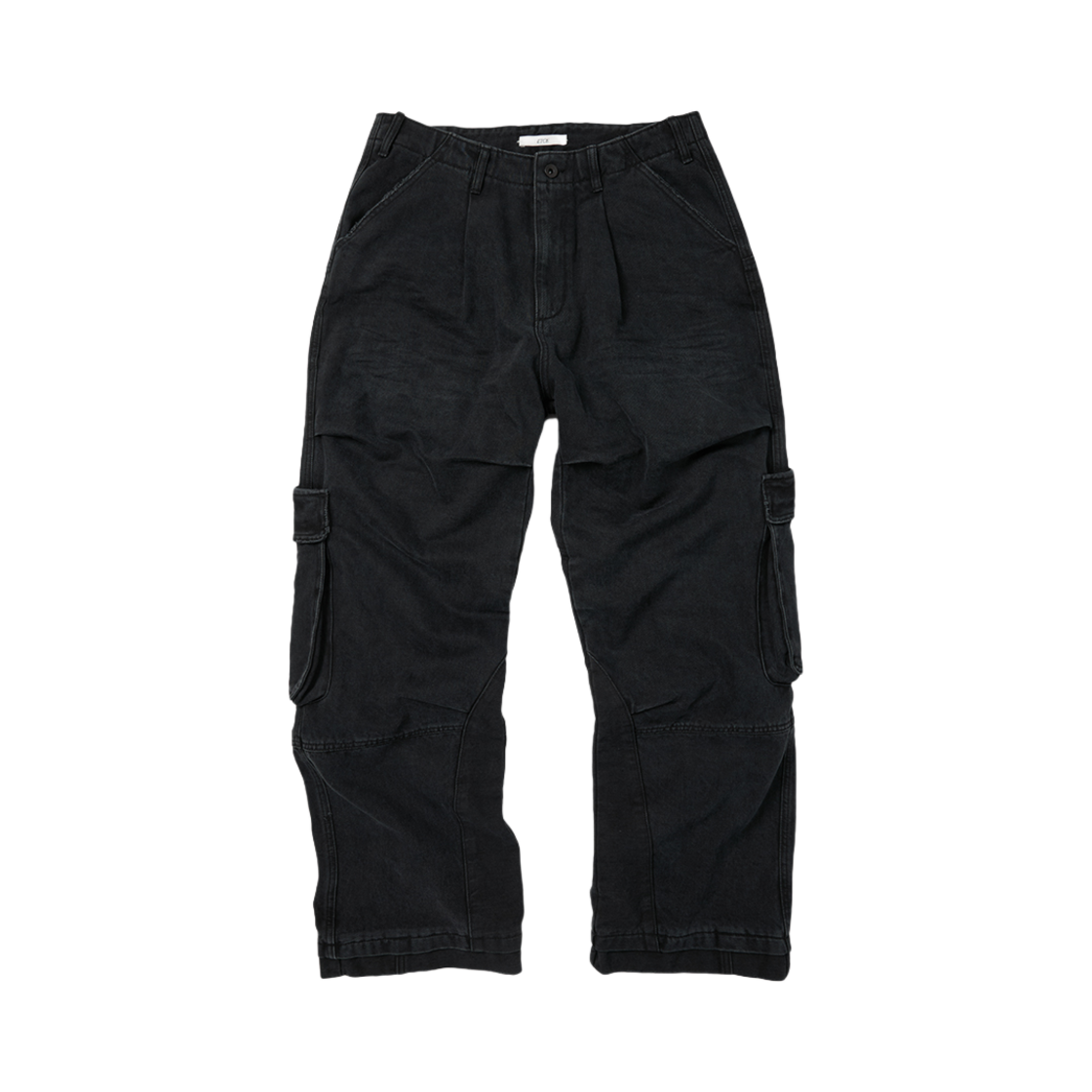 ET2501PT03BK ETCE Layered Back Cargo Denim Pants Black