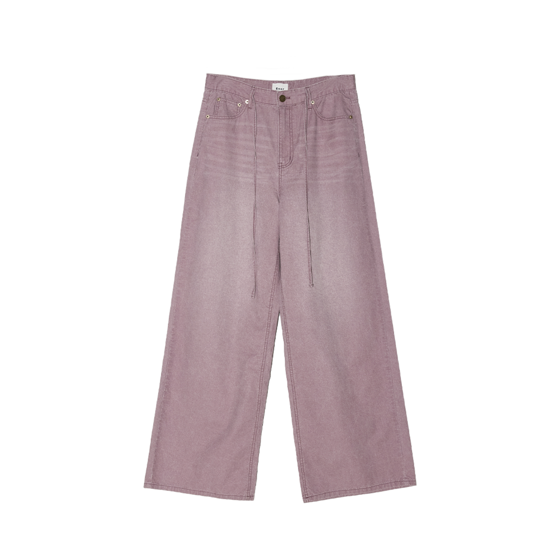 BESUDPT001LV Enor Women Drawstring Pigment Washing Denim Pants Lavender