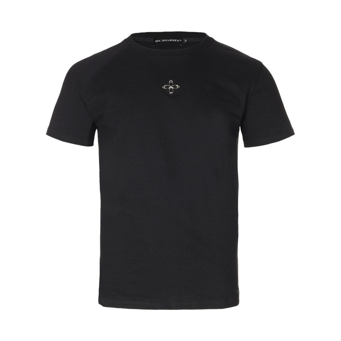 써저리 언밸런스 메탈 클로버 로고 슬림핏 티셔츠 블랙(Surgery Unbalance Metal Clover Logo Slim T-Shirt Black)