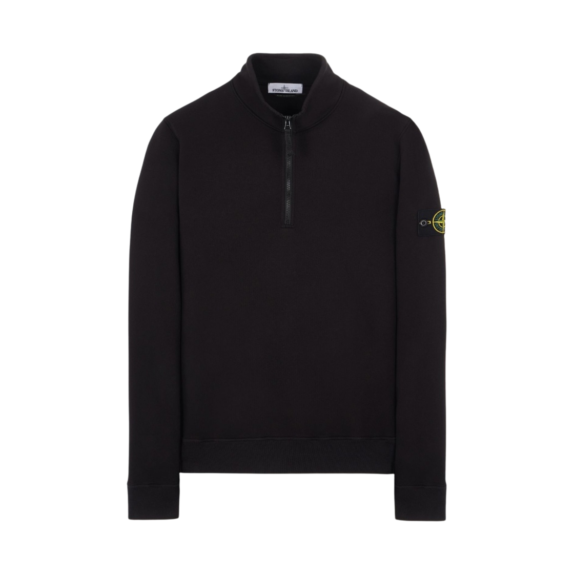 스톤 아일랜드 61920 브러쉬드 코튼 가먼트 다이드 하프 집 스웨트셔츠 블랙 - 22FW