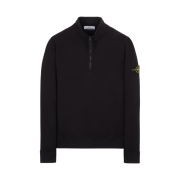 Stone Island 61920 Brushed Cotton Garment Dyed Half Zip Sweatshirt Black - 22FW