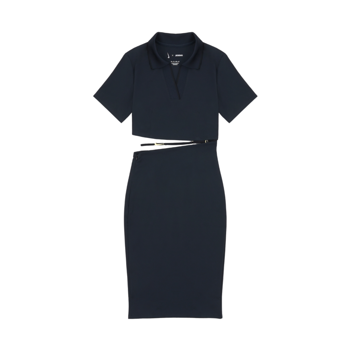 (W) 나이키 x 자크뮈스 NRG 숏슬리브 폴로 드레스 다크 옵시디언 - 아시아((W) Nike x Jacquemus NRG Short Sleeve Polo Dress Dark Obsidian - Asia)