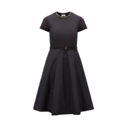 (W) Moncler Fleece & Taffeta Dress Black - 23FW
