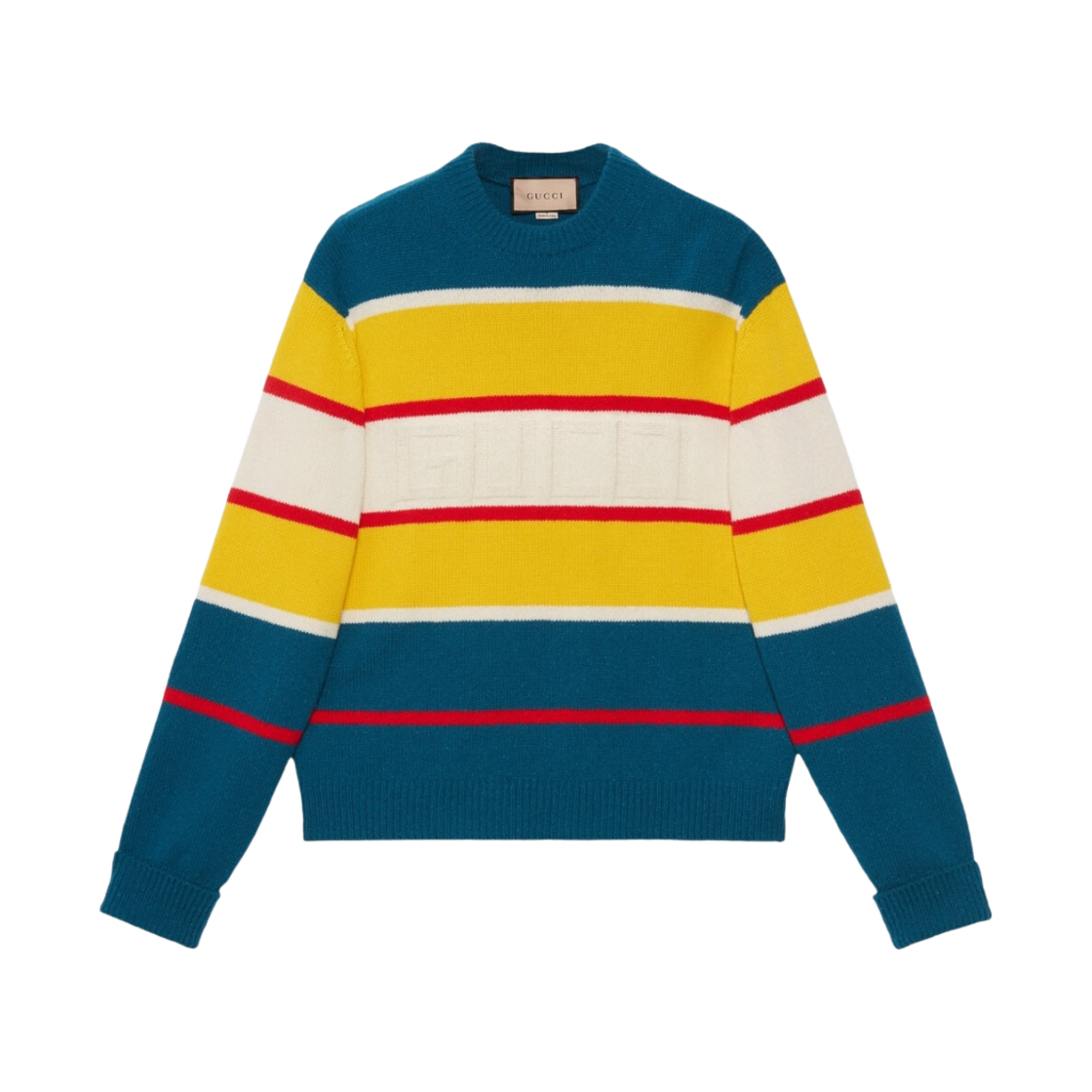 구찌 스트라이프 울 니트 스웨터 블루 옐로우 레드 화이트(Gucci Striped Wool Knit Sweater Blue Yellow Red White) - 1