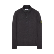 Stone Island 540A3 High Neck Half Button Lambswool Knit Steel Grey Melange - 23FW