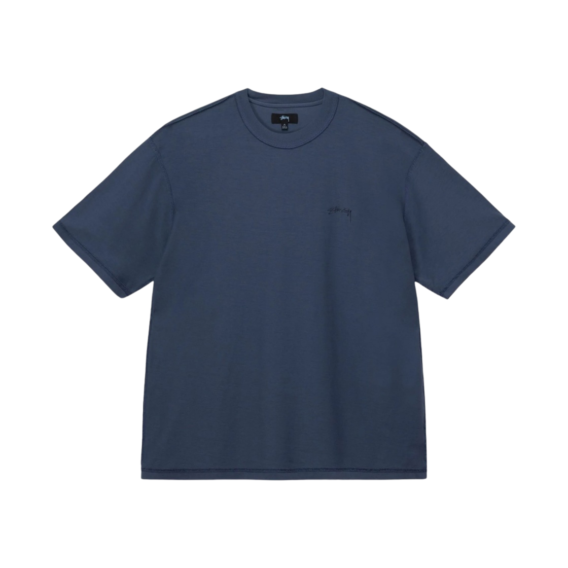1140283 Stussy Pigment Dyed Inside Out Crew T-Shirt Navy