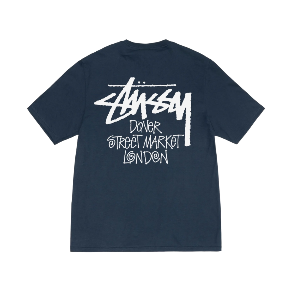 스투시 스탁 도버 스트리트 마켓 런던 티셔츠 네이비 2023(Stussy Stock DSM London T-Shirt Navy 2023) - 1