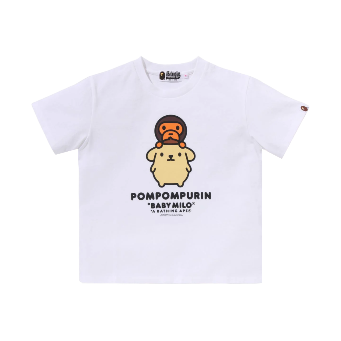 (W) 베이프 베이비 마일로 x 폼폼푸린 미니 티셔츠 화이트((W) BAPE Baby Milo x Pompompurin Mini T-Shirt White) - 1
