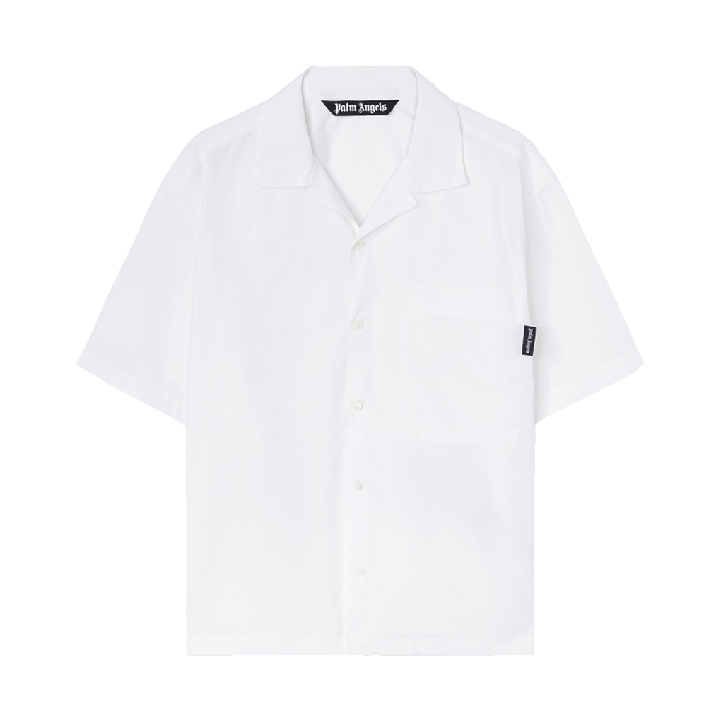 P8IMMB790 Palm Angels Curved Logo Classic Shirt SS White - Black