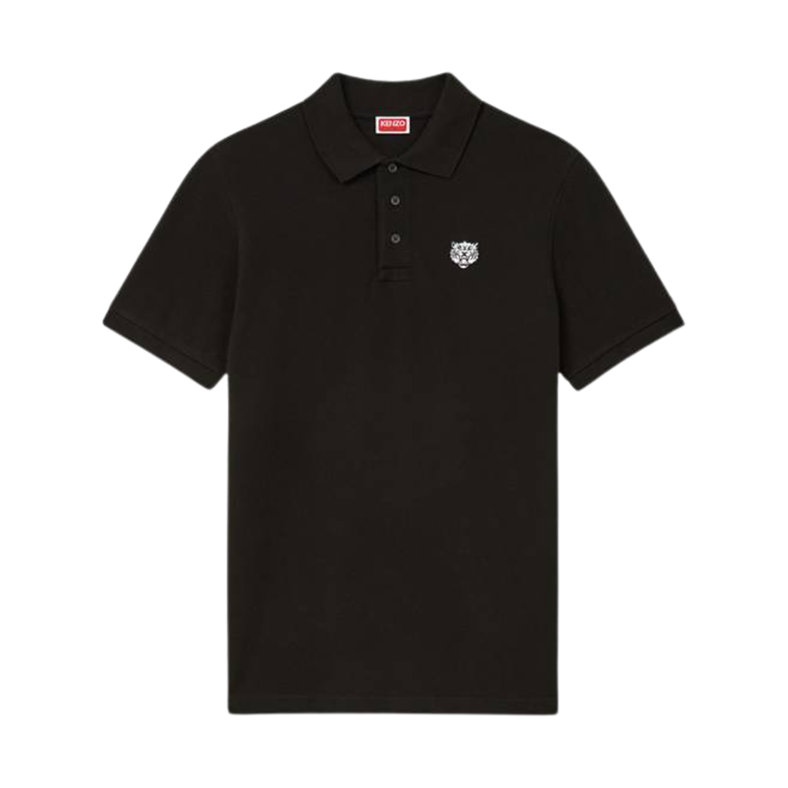 FF55PO5434PU-99J Kenzo Happy Tiger Embroidered Slim Polo Shirt Black