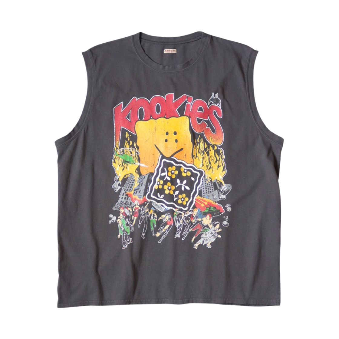 캐피탈 20 저지 슬리브리스 빅 티셔츠 버스터 패키쉬 보위 Pt 잉크 블랙(Kapital 20 Jersey Sleeveless Big T-Shirt Buster Peckish Bowy Pt Ink Black)