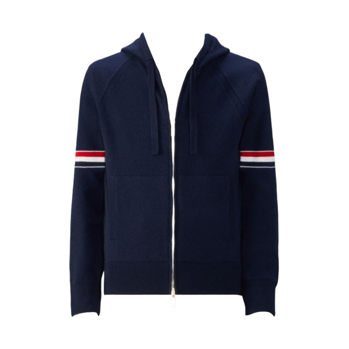 MKT013A-Y2001-415 Thom Browne Cashmere Armband Zip Up Hoodie Navy
