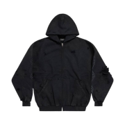 Balenciaga Paris Moon Outerwear Zip-Up Hoodie Oversized Black Faded