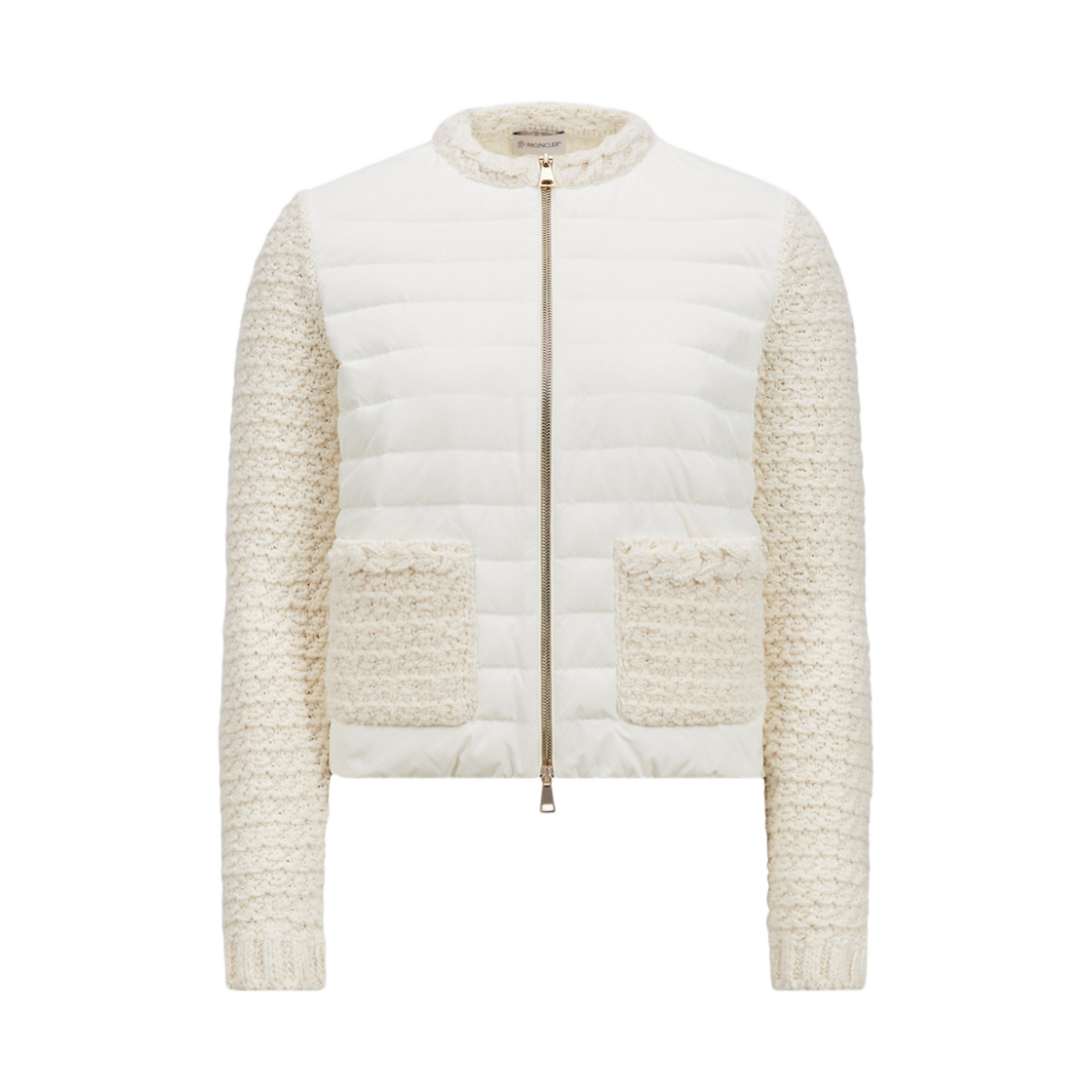 K1-093-9B00024-M5810-034 (W) Moncler Padded Cotton Zip Up Cardigan White - 25SS