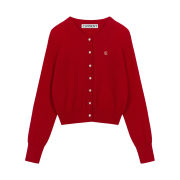Current Wool Cashmere Round Neck Cardigan Red