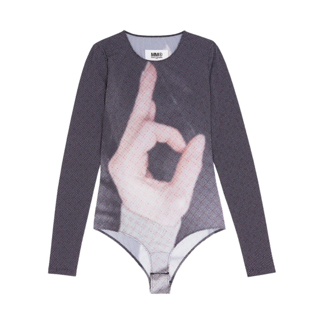 (W) MM6 메종 마르지엘라 6 핸드 바디수트 블랙((W) MM6 Maison Margiela 6 Hand Bodysuit Black) - 1