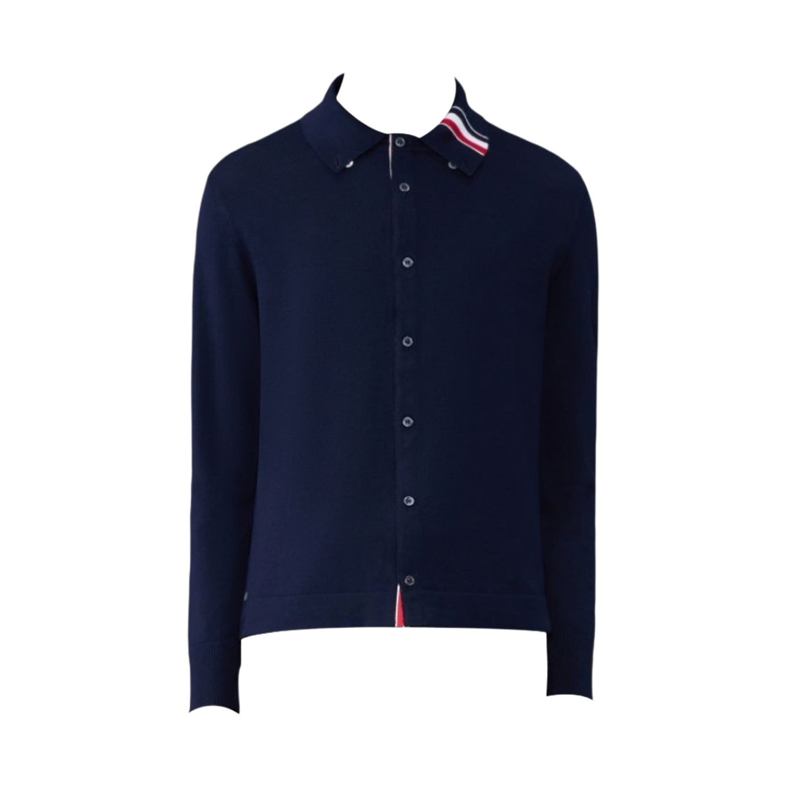 MKL003A-Y1002-415 Thom Browne Merino Jersey Stripe Intarsia Shirt Blue