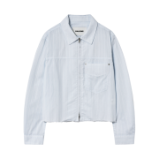Haleine Sheer Zip-Up Cropped Shirt Blue