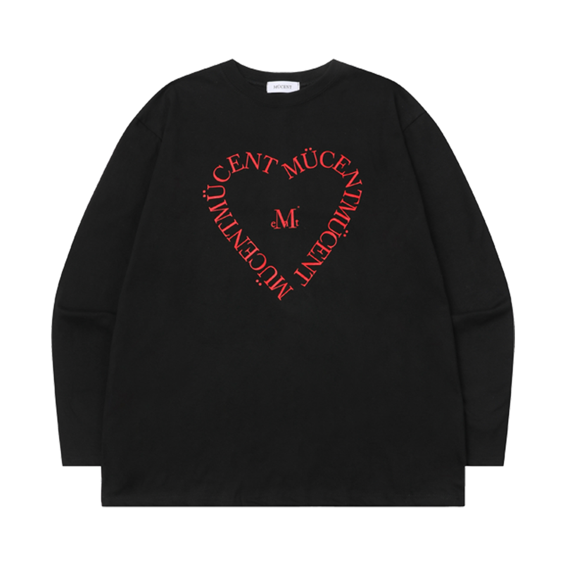 P00000ND_BK MUCENT Heart Lettering L/S Black